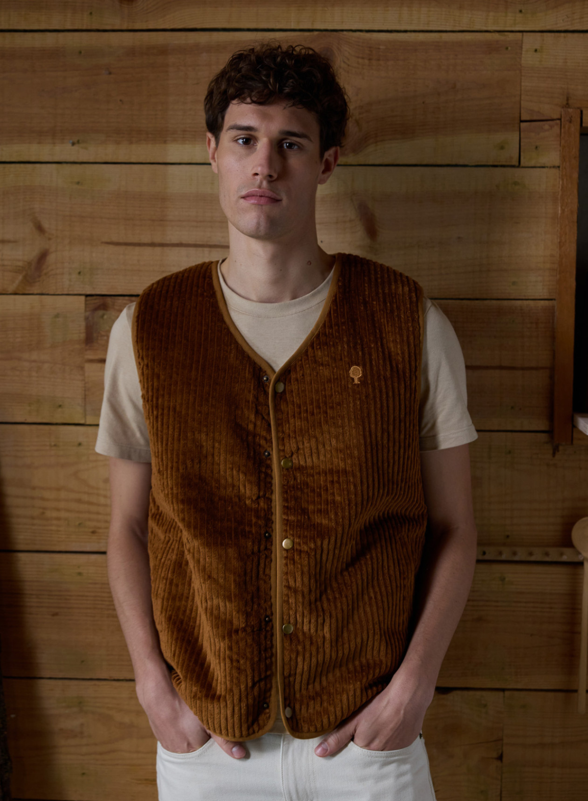 Esterel Woven Gilet in Brown from Faguo