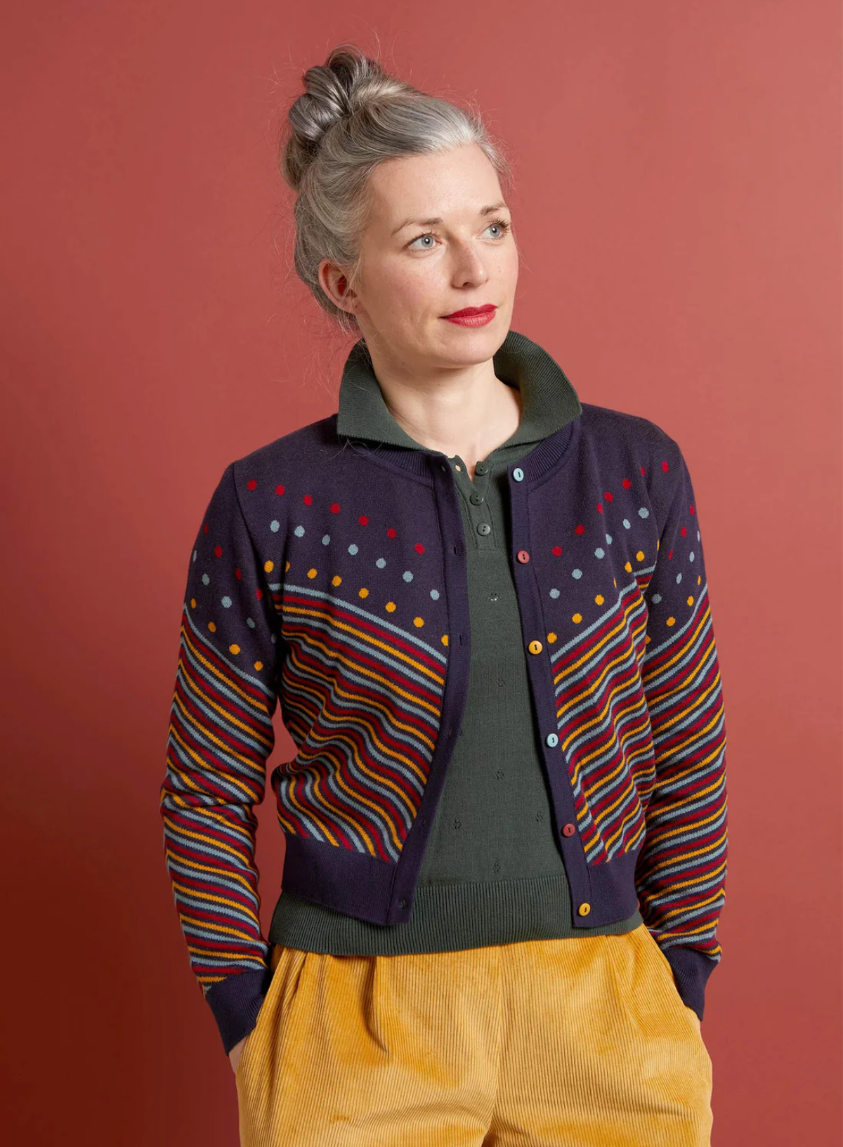 Vera Jacquard Knit in Navy Slide from Palava