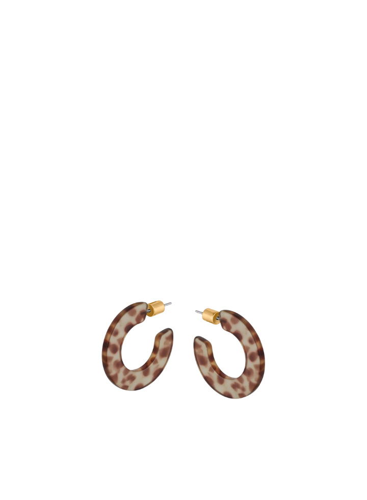 Marseille Flat Resin Hoop Earrings in Brown from Big Metal