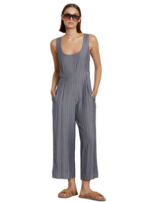 Striped Viscose Jumpsuit in Navy from Skatïe