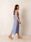 Crossover Linen Dress in Glacial Blue from Indi & Cold