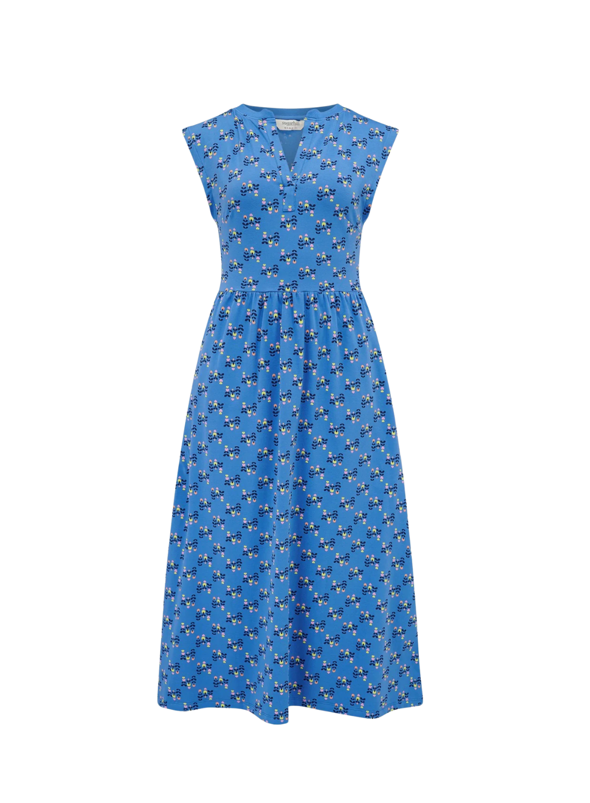 Sugarhill Nina Jersey Midi Dress Blue, Folklore Twist
