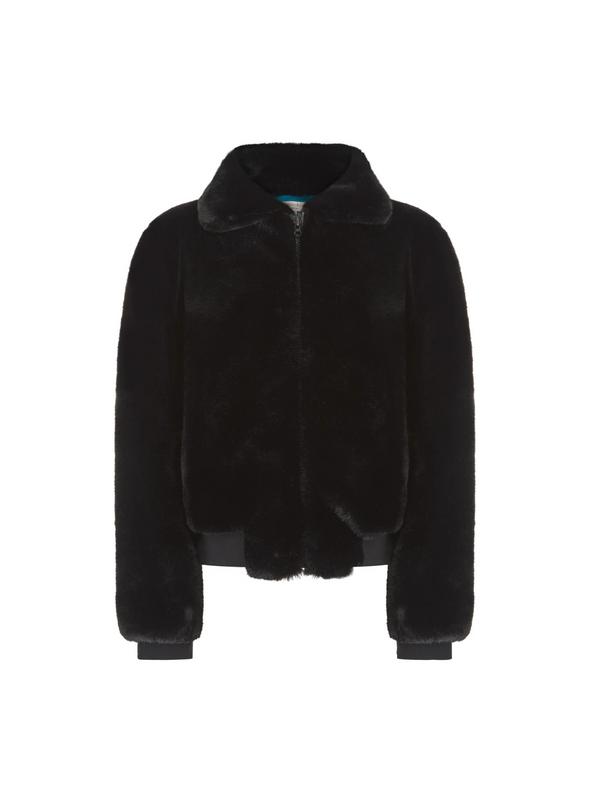 Beatrix Faux Fur Bomber in Black from Nooki