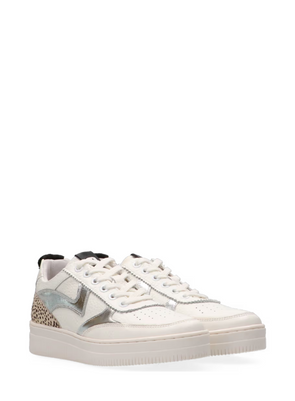 Mave Leather Trainers in White/Silver Pixel Off White from Maruti