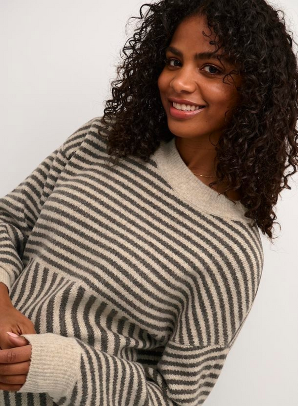 Verana Knit Pullover in Brown/Feather Gray from Kaffe