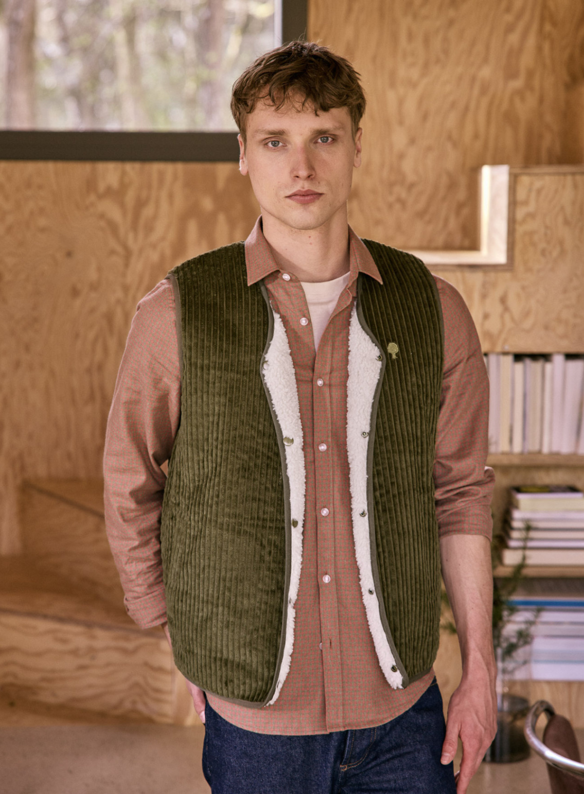 Esterel Woven Gilet in Kaki from Faguo