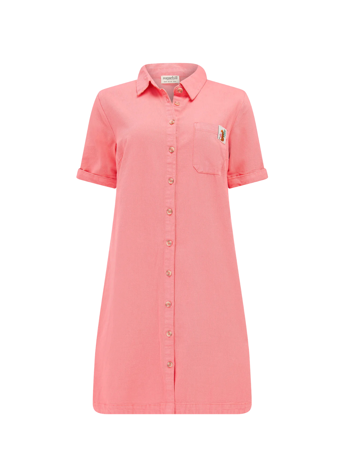 Sugarhill Zoe Mini Shirt Dress in Coral