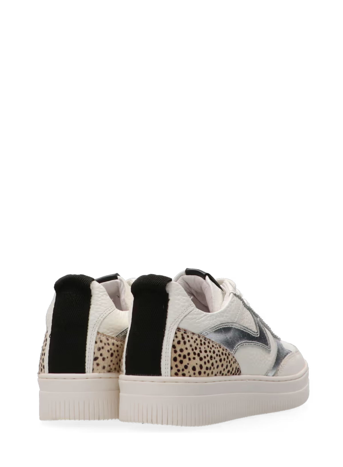 Mave Leather Trainers in White/Silver Pixel Off White from Maruti