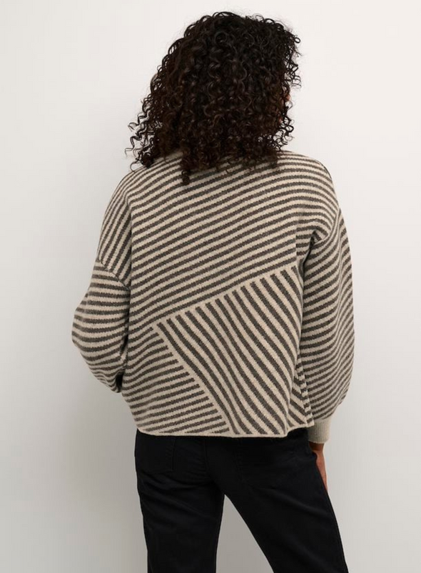 Verana Knit Pullover in Brown/Feather Gray from Kaffe