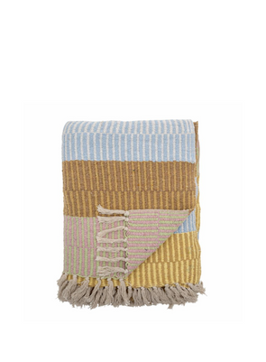 Yellow Isnel Recycled Cotton Throw from Bloomingville