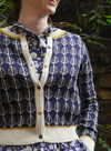 Vera Jacquard Cardigan in Navy Feather from Palava
