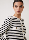 Gabriel Knitted Cardigan in Cream Stripe from Suncoo