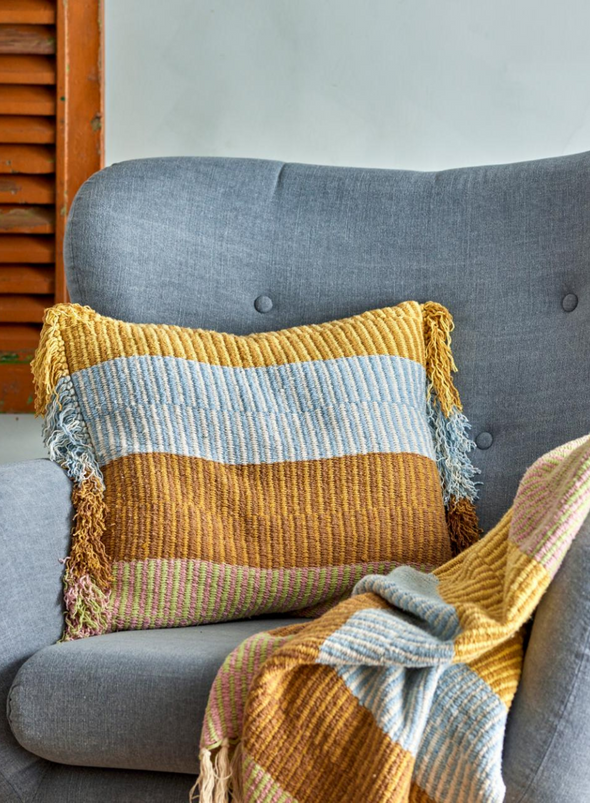 Yellow Isnel Recycled Cotton Throw from Bloomingville