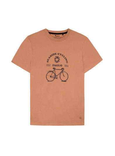 Arcy Cotton T-Shirt 'Seaside Cycling' in Orange from Faguo