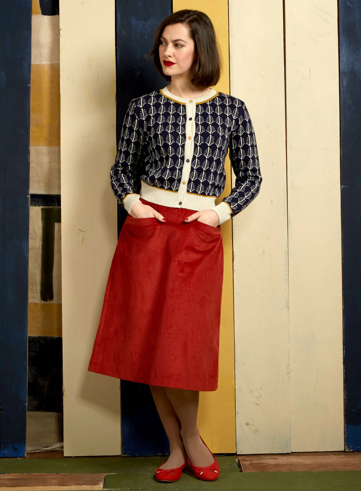 Vera Jacquard Cardigan in Navy Feather from Palava