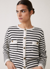 Gabriel Knitted Cardigan in Cream Stripe from Suncoo