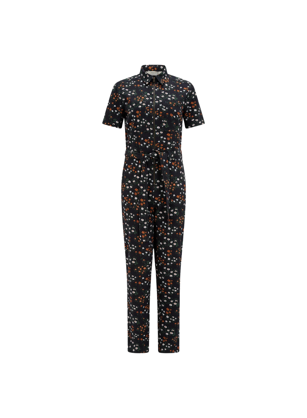 Sugarhill Billy Boilersuit in Black Burnt Ditsy Floral