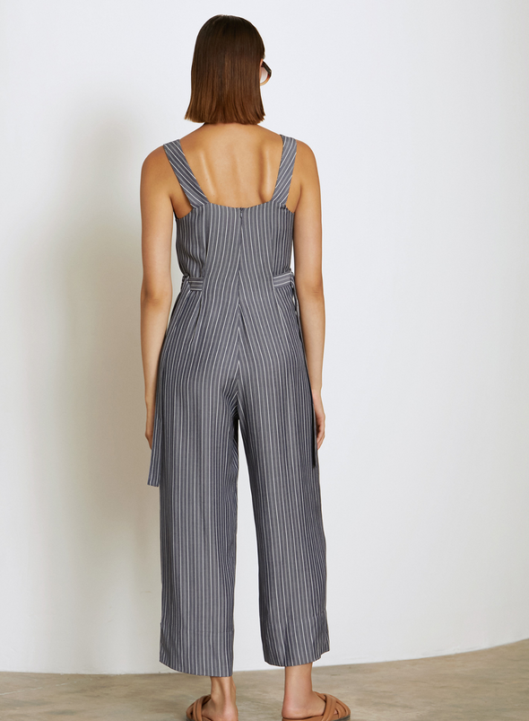 Striped Viscose Jumpsuit in Navy from Skatïe