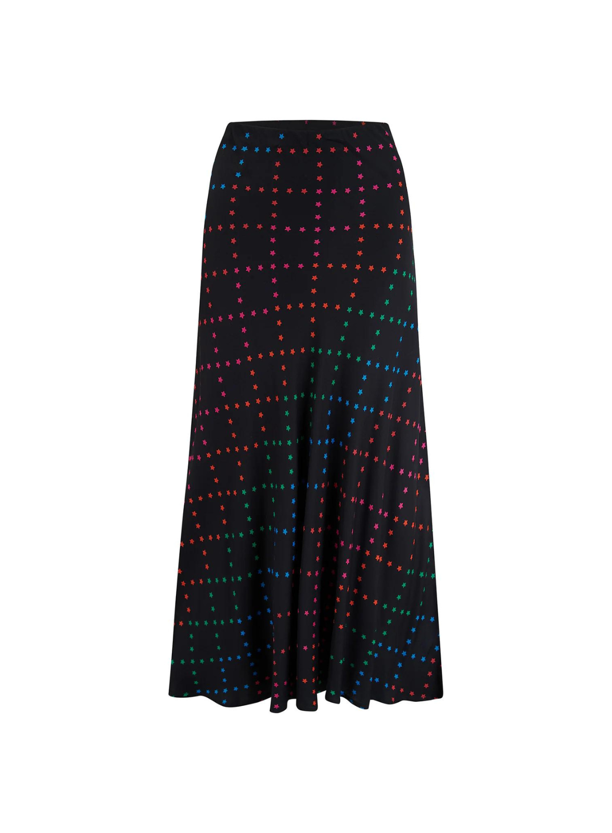 Sita Midi Skirt in Black Rainbow Star Lattice from Sugarhill