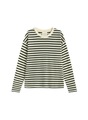 Felpa Stripes Top in Ecru Forest Green from Ese O Ese