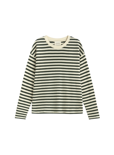 Felpa Stripes Top in Ecru Forest Green from Ese O Ese