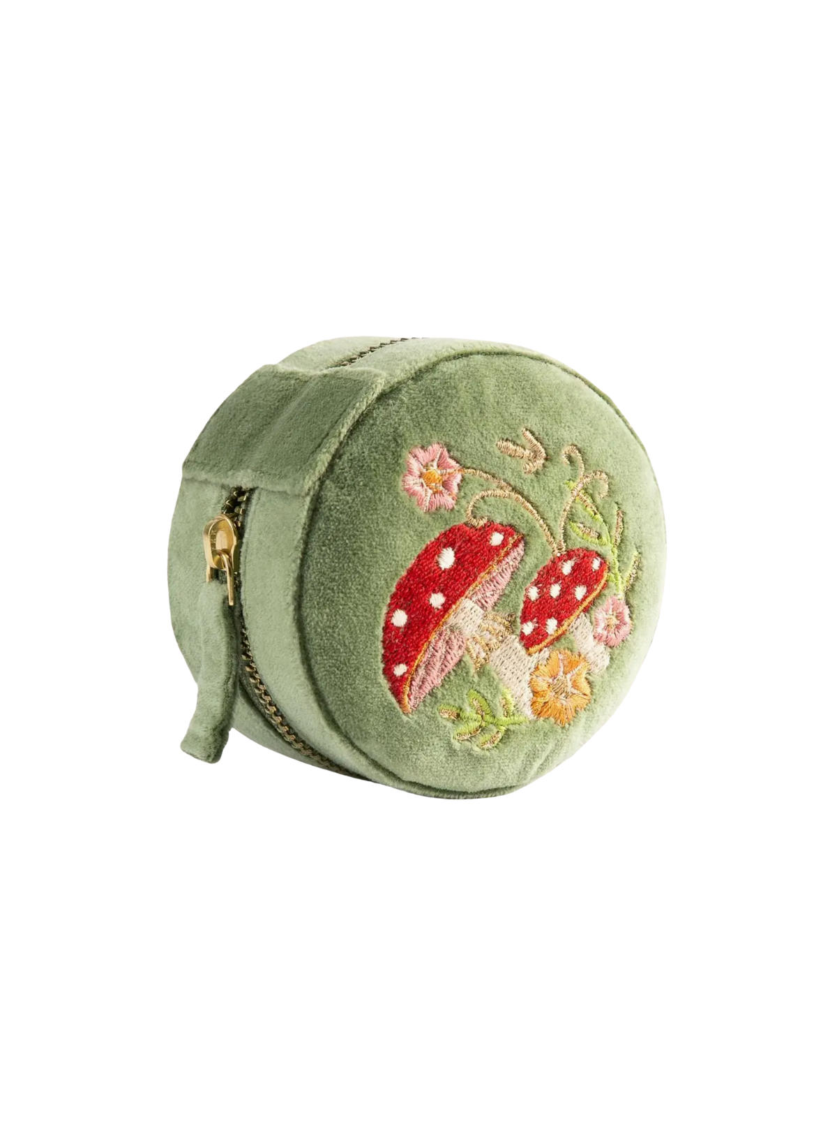 Powder Design Round Velvet Jewellery Box - Toadstools