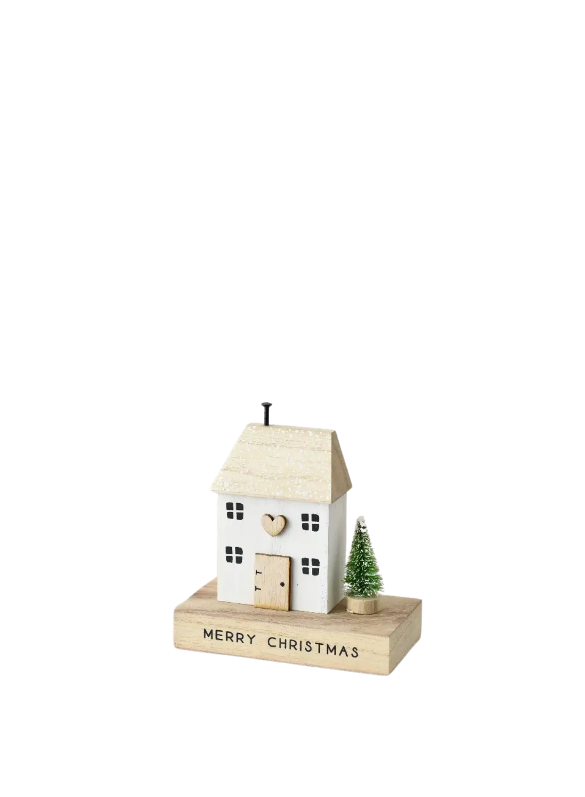Merry Christmas Wooden House Block with Heart, 12cm from Gainsborough Gitftware