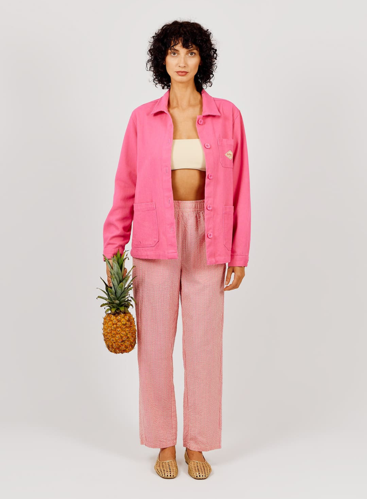 a.p Rustic Cotton Jacket in Rose