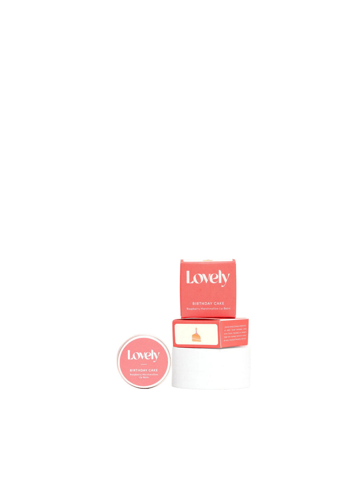 Lip Balm Birthday Cake in Raspberry Marshmallow from Lovely Skincare