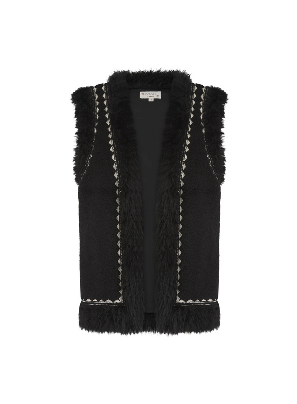 Dannika Gilet in Black Faux Fur from Nooki