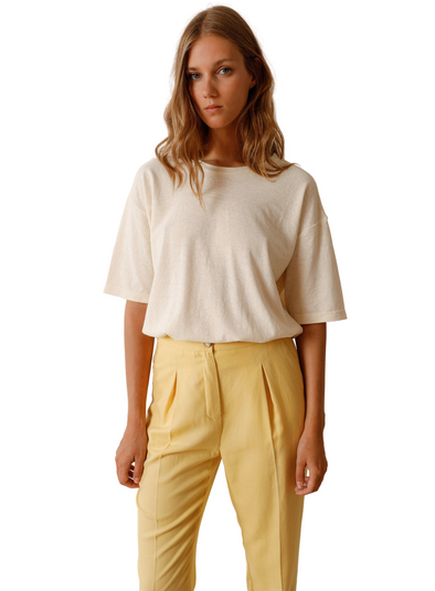 Round Neck T-Shirt in Crudo from Indi & Cold