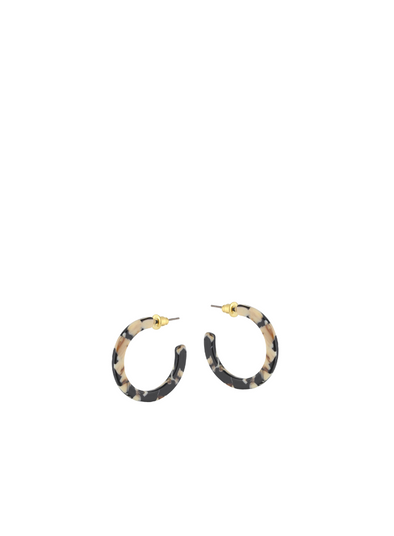 Emily Tiny Hoop Resin Earrings in Beige/Brown/Black from Big Metal