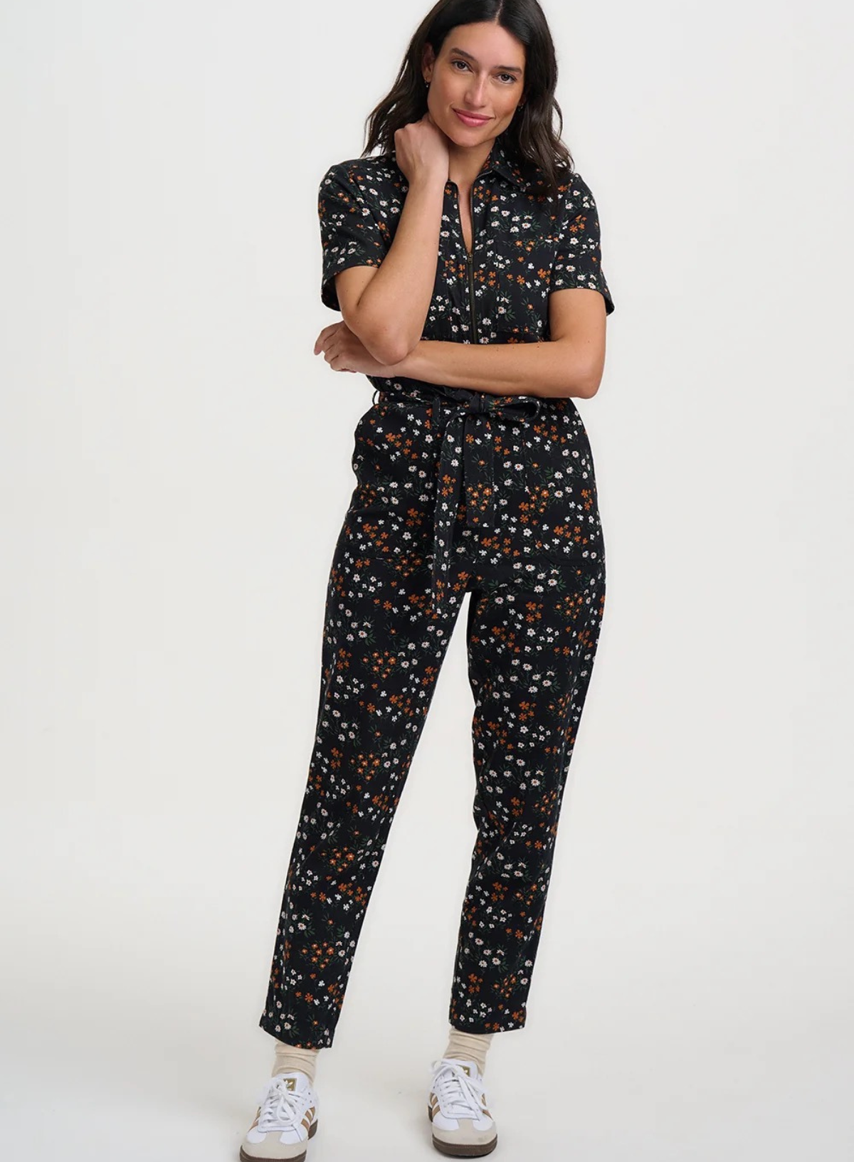 Sugarhill Billy Boilersuit in Black Burnt Ditsy Floral