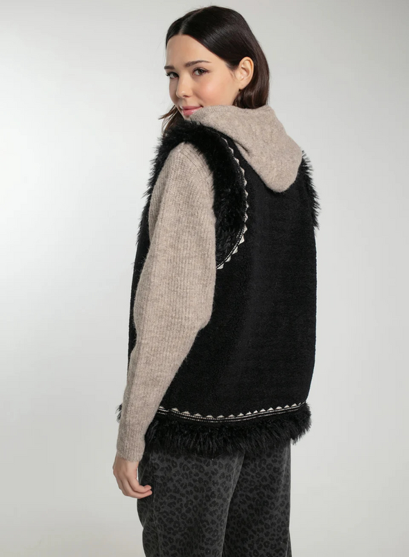 Dannika Gilet in Black Faux Fur from Nooki