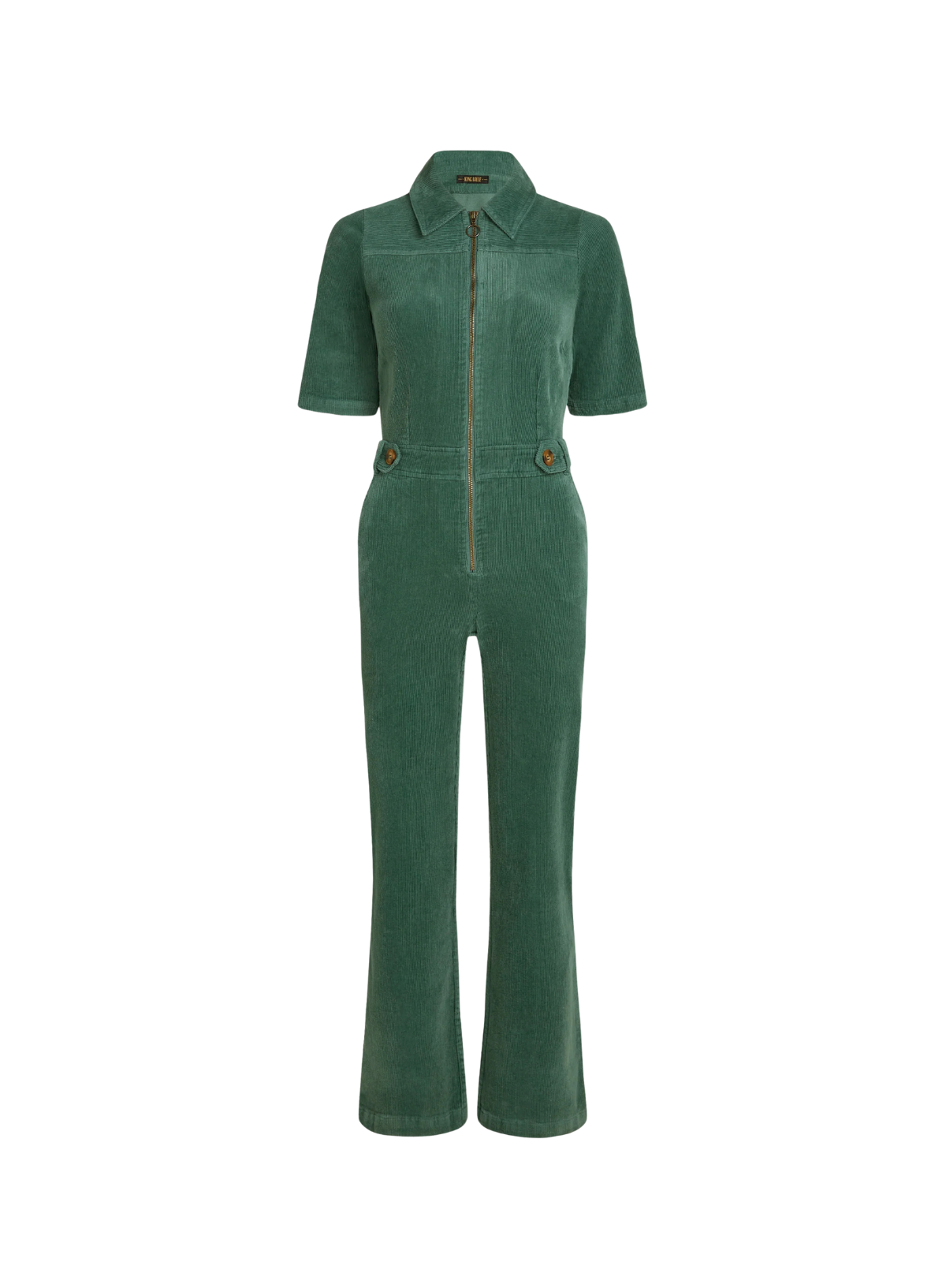Garbo Zip Jumpsuit Corduroy in Matcha Green from King Louie