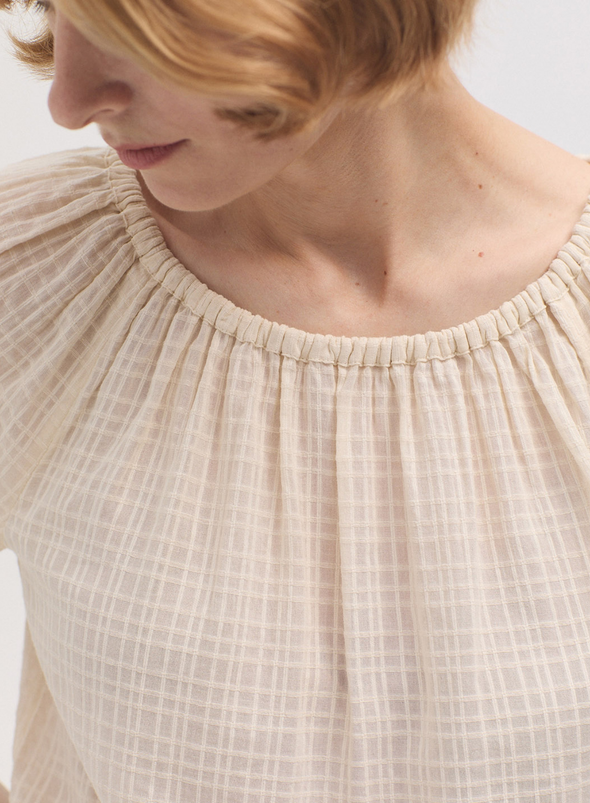 Waffle Elastic Neck Blouse from Nice Things