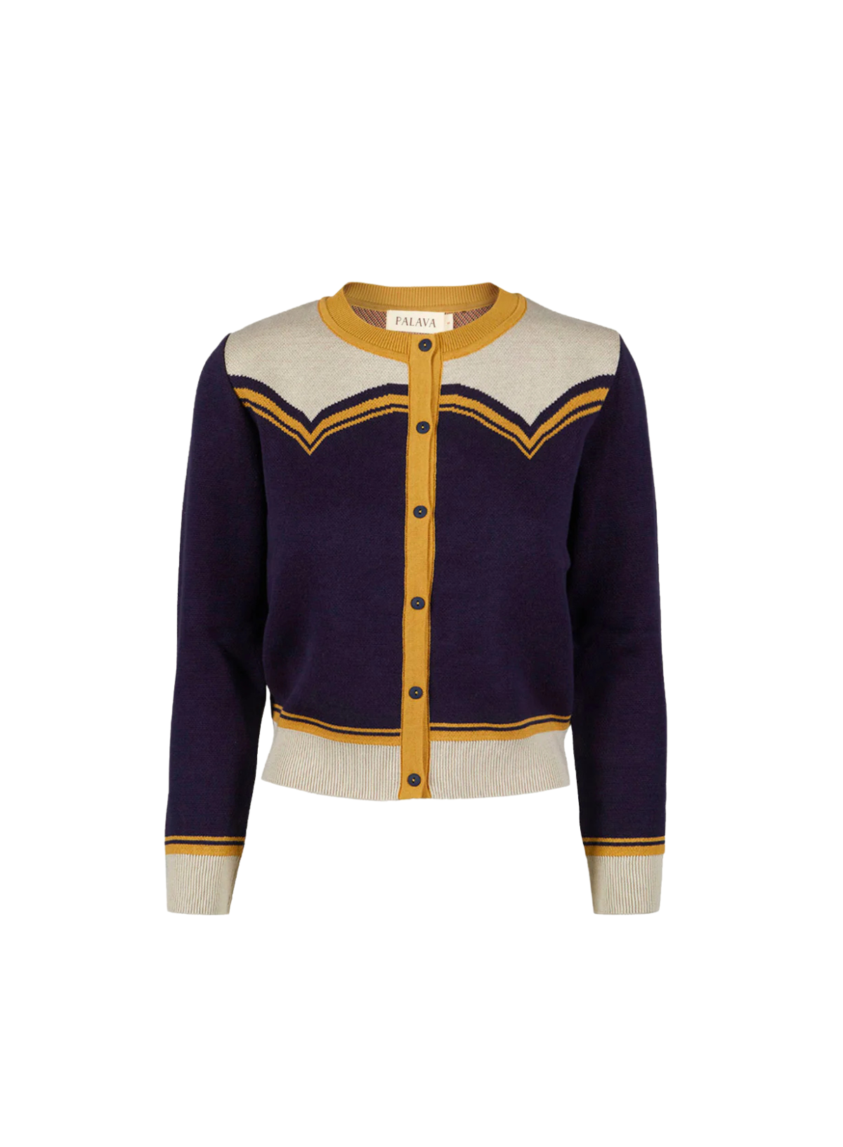 Vera Jacquard Cardigan in Navy Horse from Palava