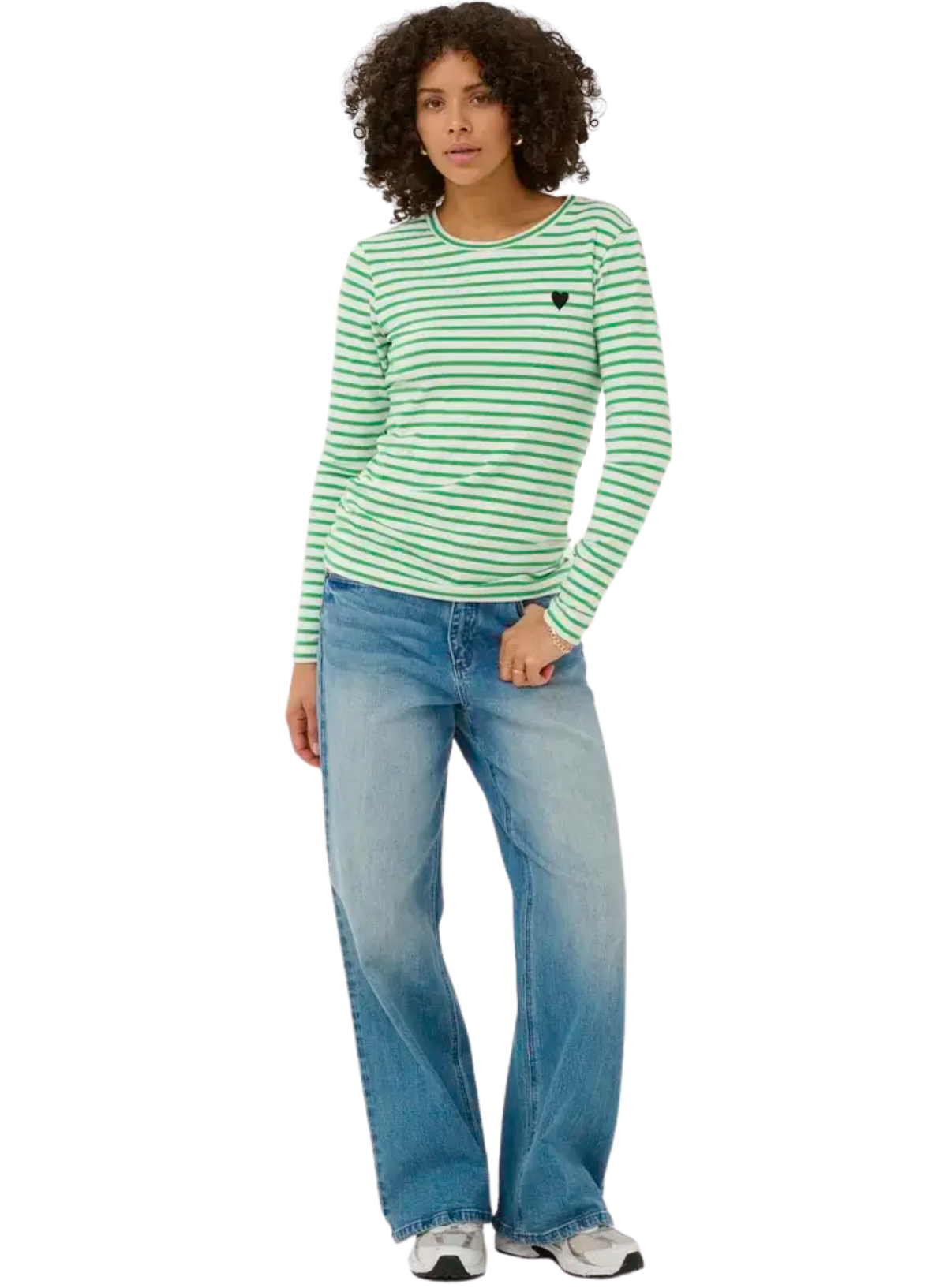 Kaffe Liddy T-Shirt in Chalk/ Bright Green
