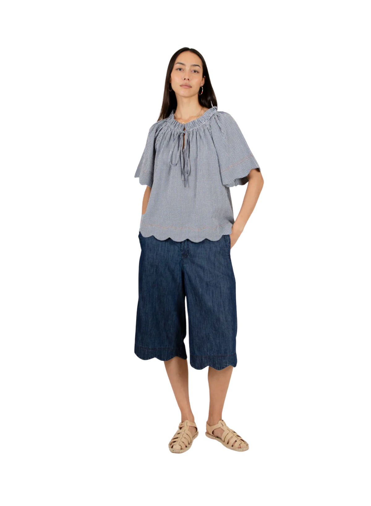 Bonté Milla Top in Navy Gingham
