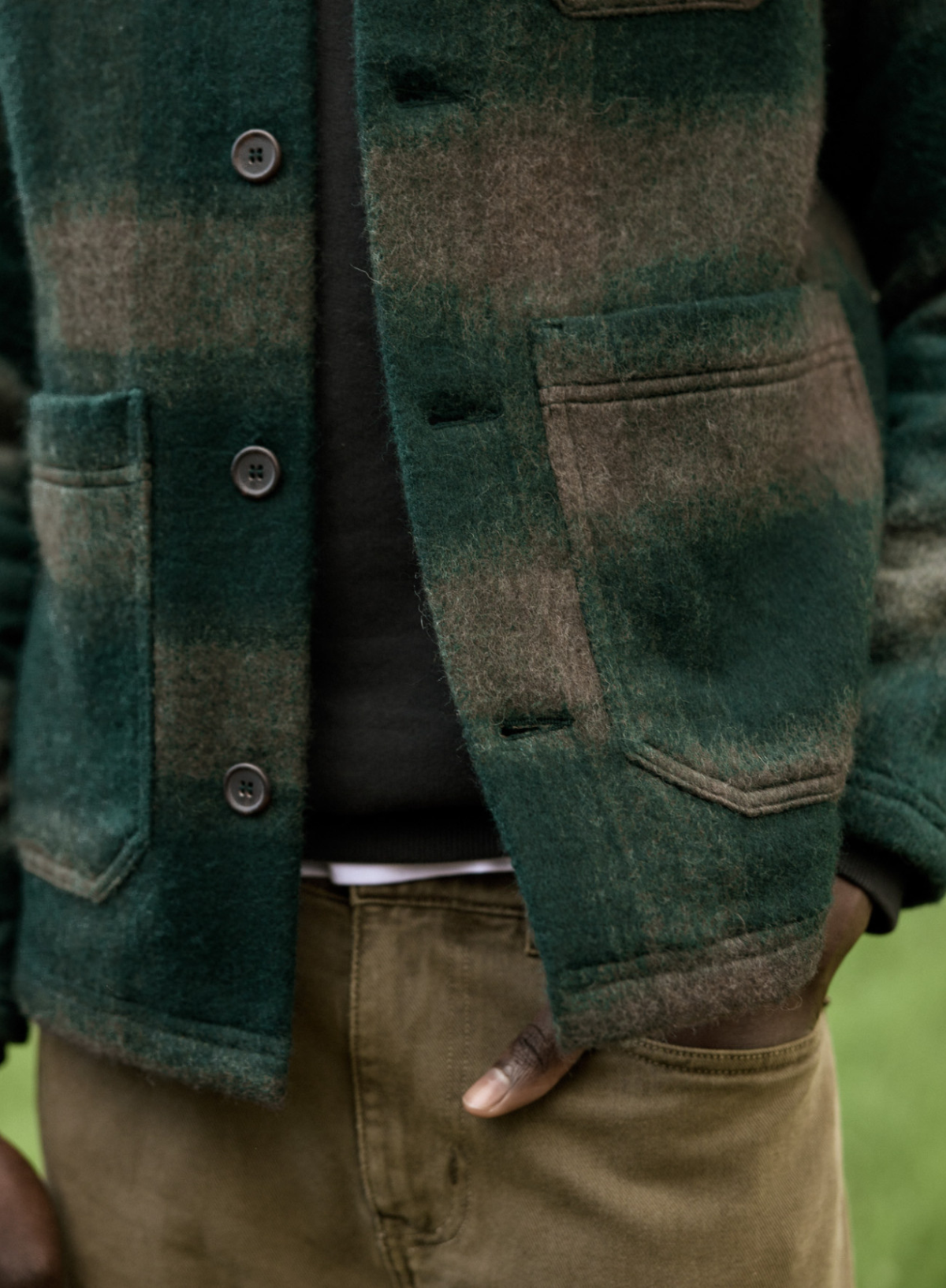 Lorge Woven Jacket in Green Check from Faguo
