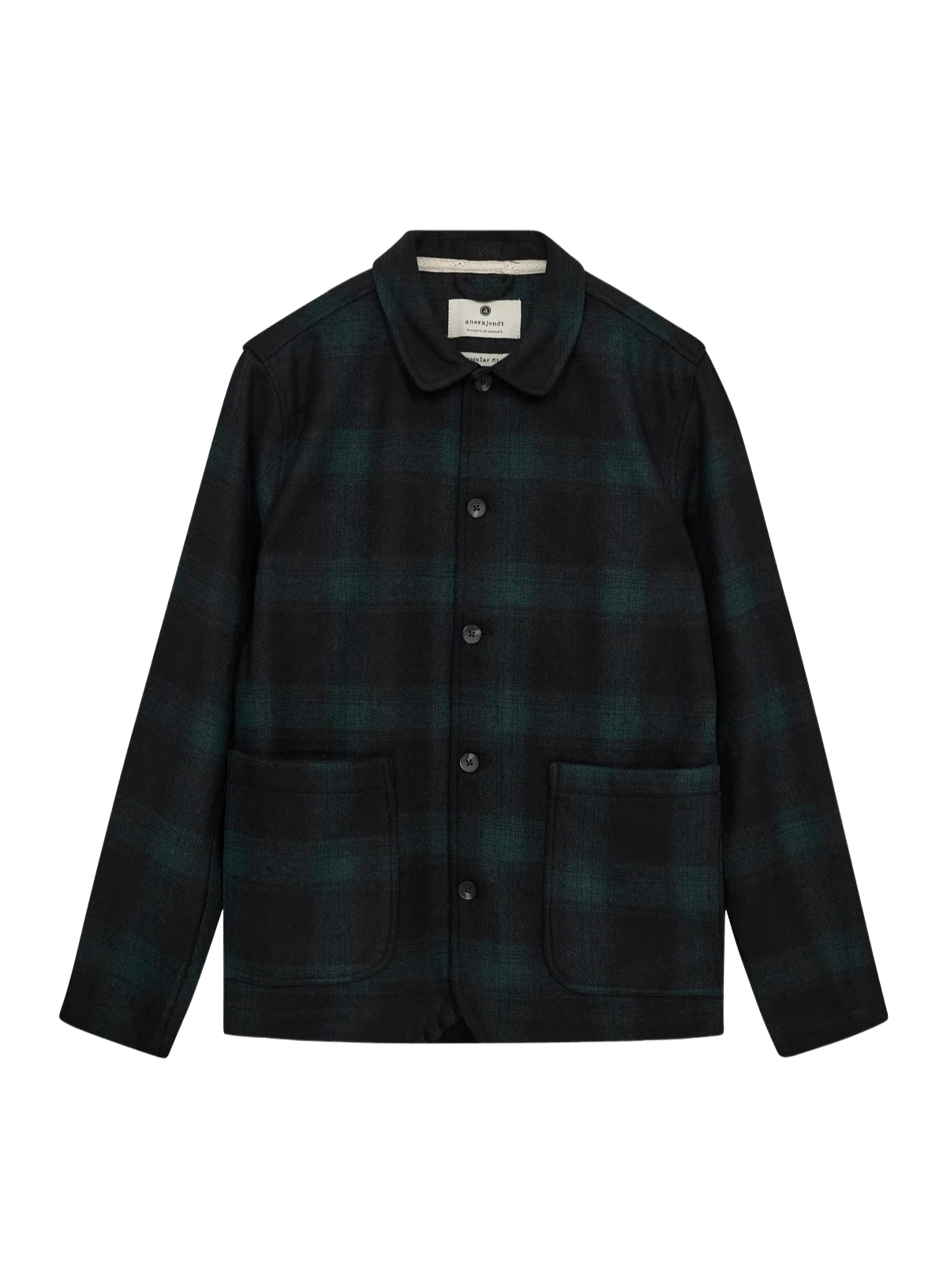 Oscar Woolen Overshirt in Forest Night from Anerkjendt