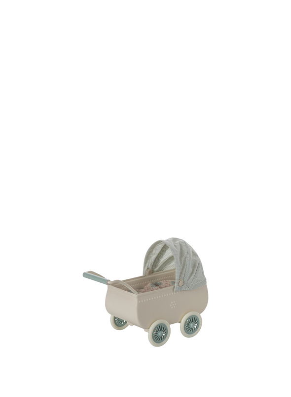 Pram with Baby Mouse in Mint from Maileg