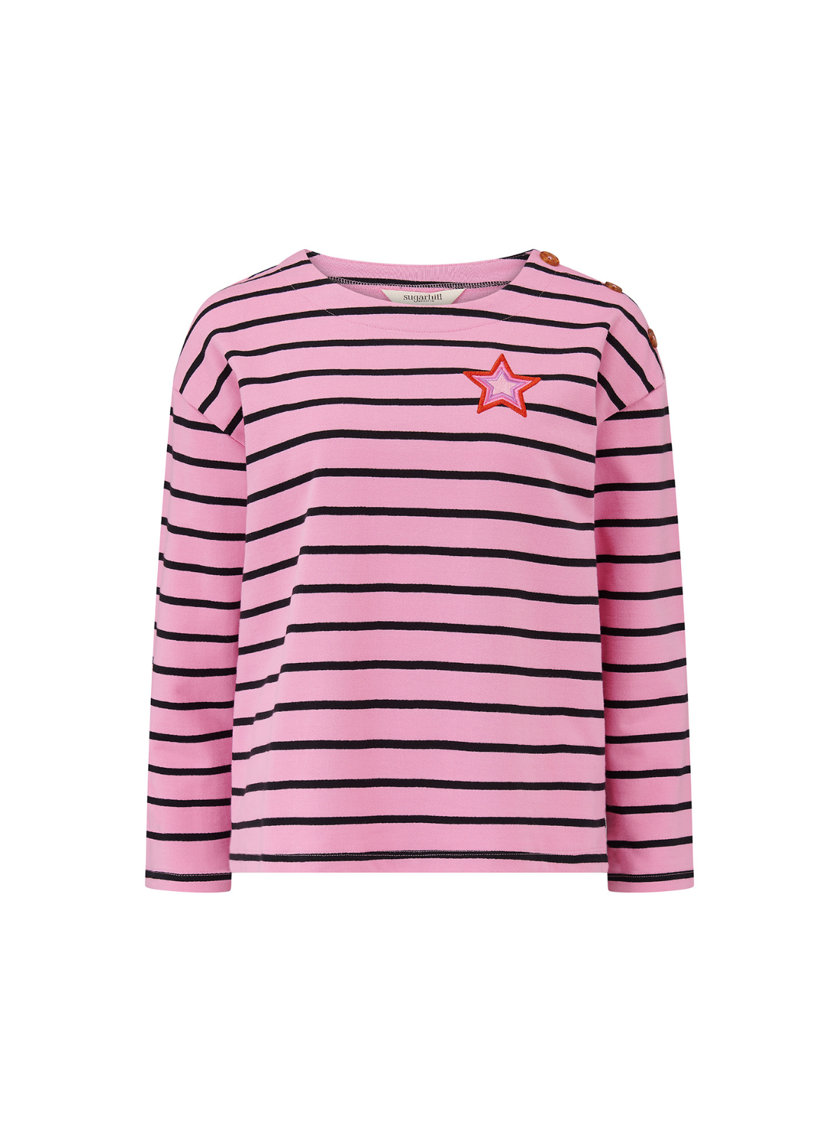 Celine Breton Top in Pink/Black, Star from Sugarhill