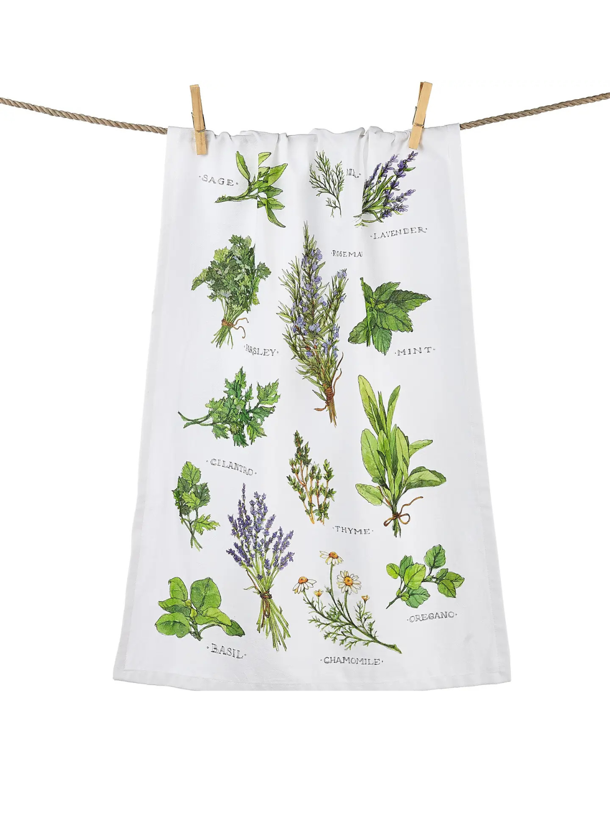 Peking Handicraft Field Guide Herbs Printed Kitchen Towel