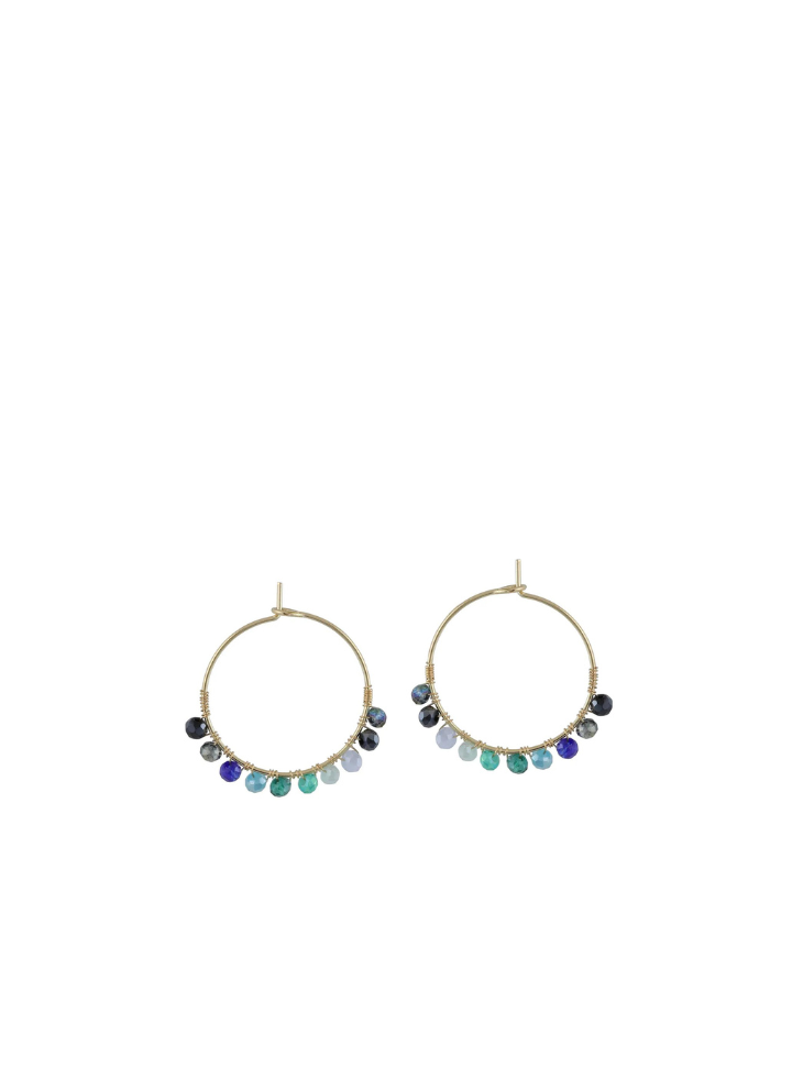 Cressida Beaded Hoop Earrings in Blue from Big Metal