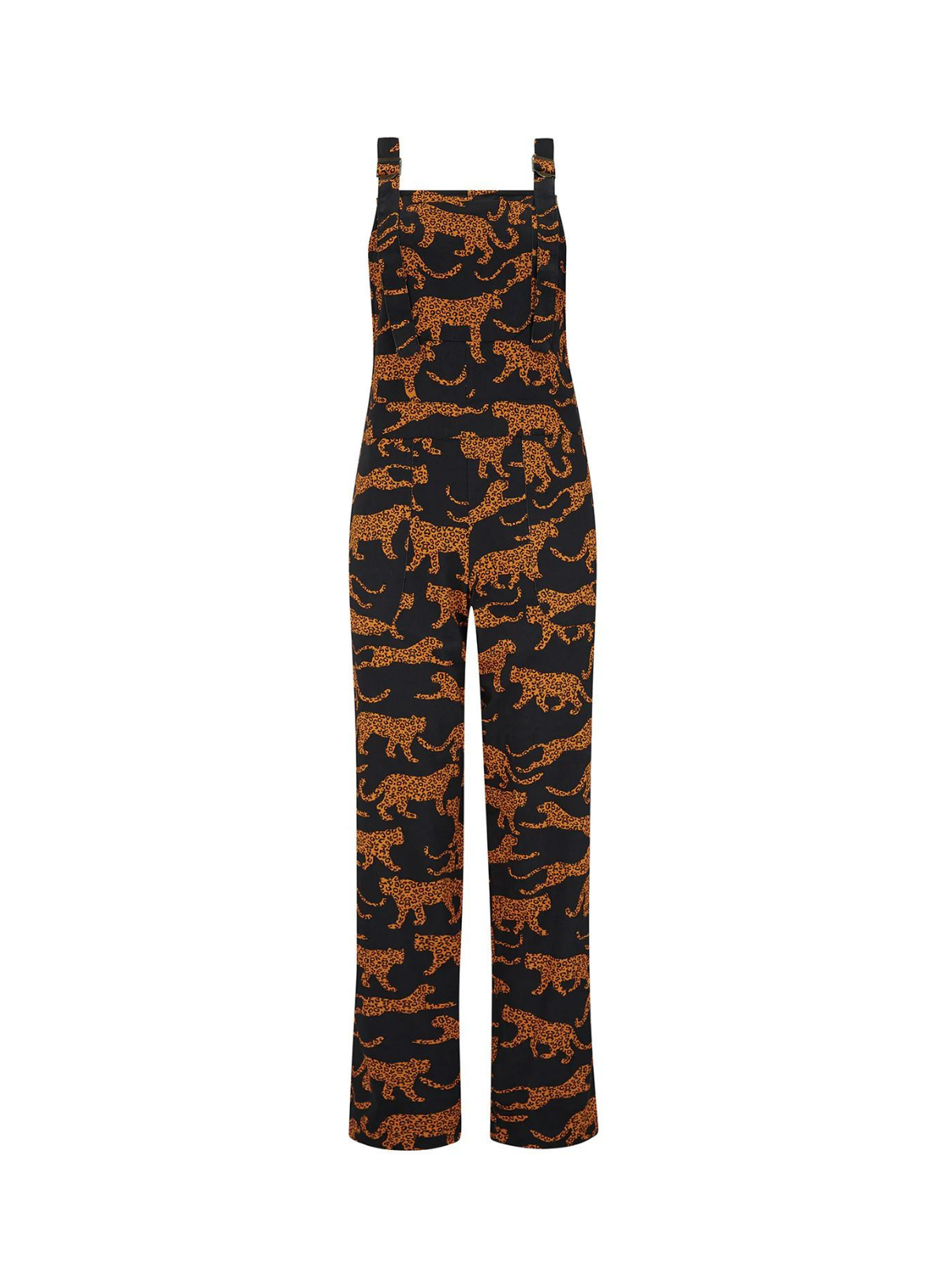 Beau Dungarees in Black/Tan Large Leopards from Sugarhill