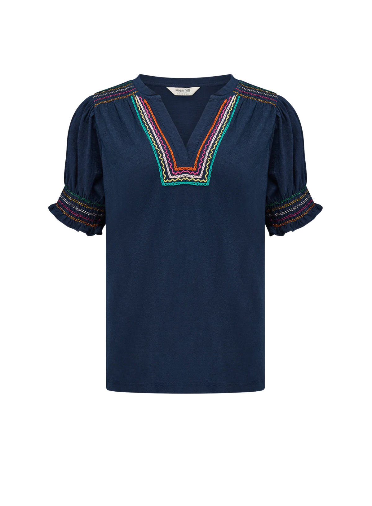 Sugarhill Luella Jersey Top Navy, Zig Zags