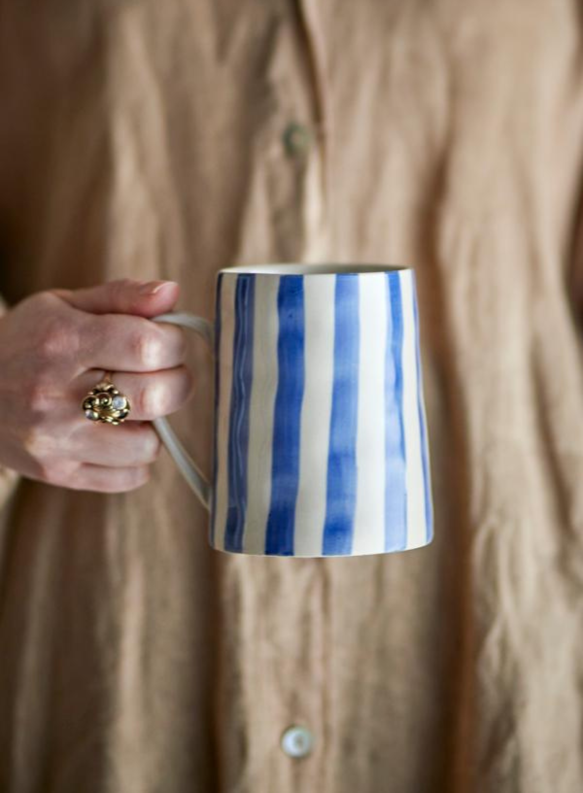 Bloomingville Striped Blue Begonia Mug