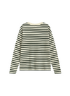 Felpa Stripes Top in Ecru Forest Green from Ese O Ese