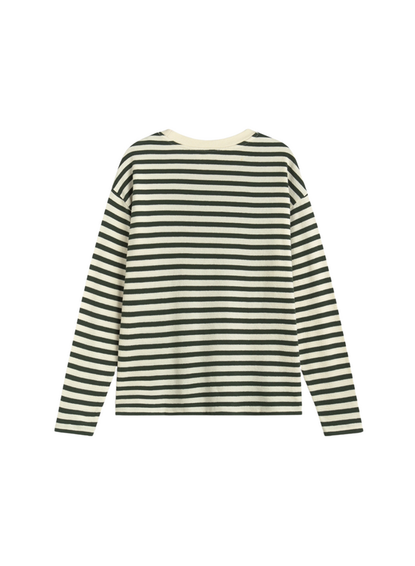 Felpa Stripes Top in Ecru Forest Green from Ese O Ese